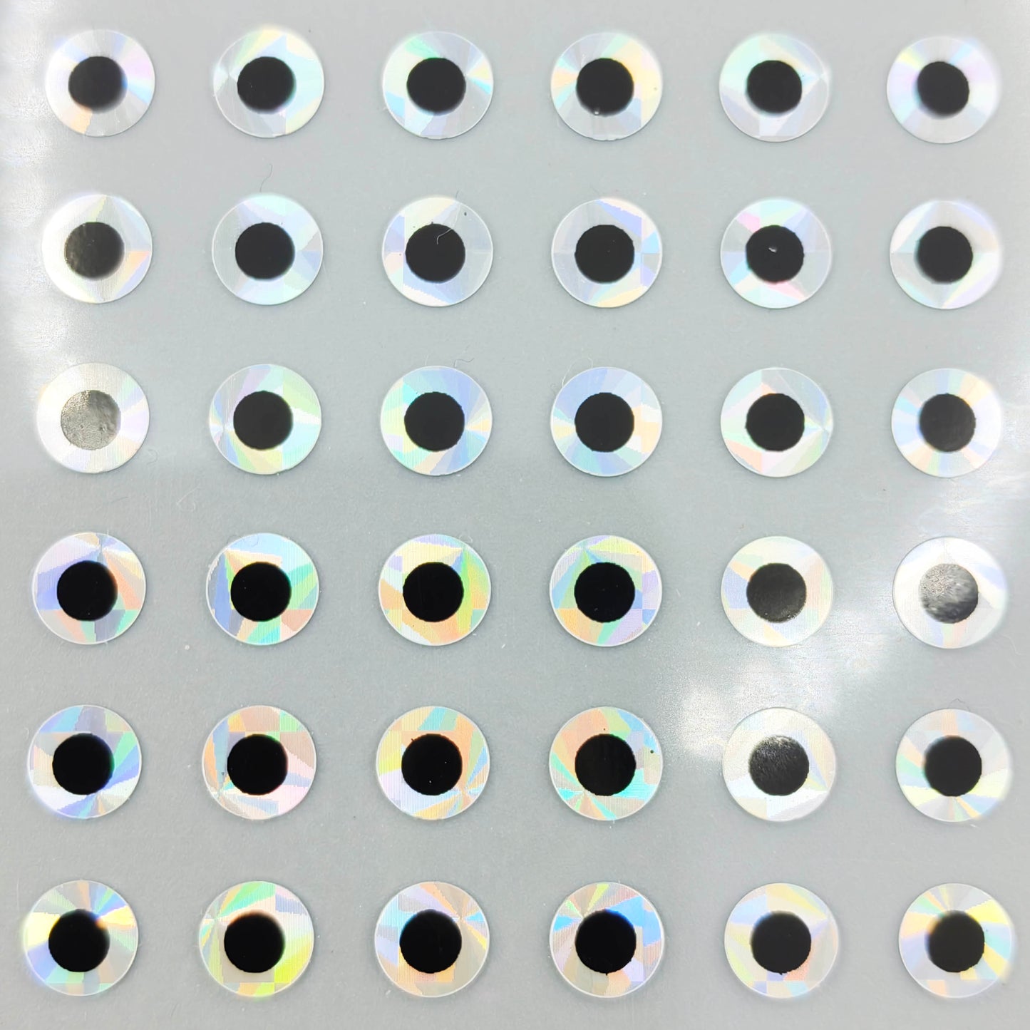 E40 Silver Holographic 2D Flat Stick-on Fishing Lure Eye - Custom Lure Online