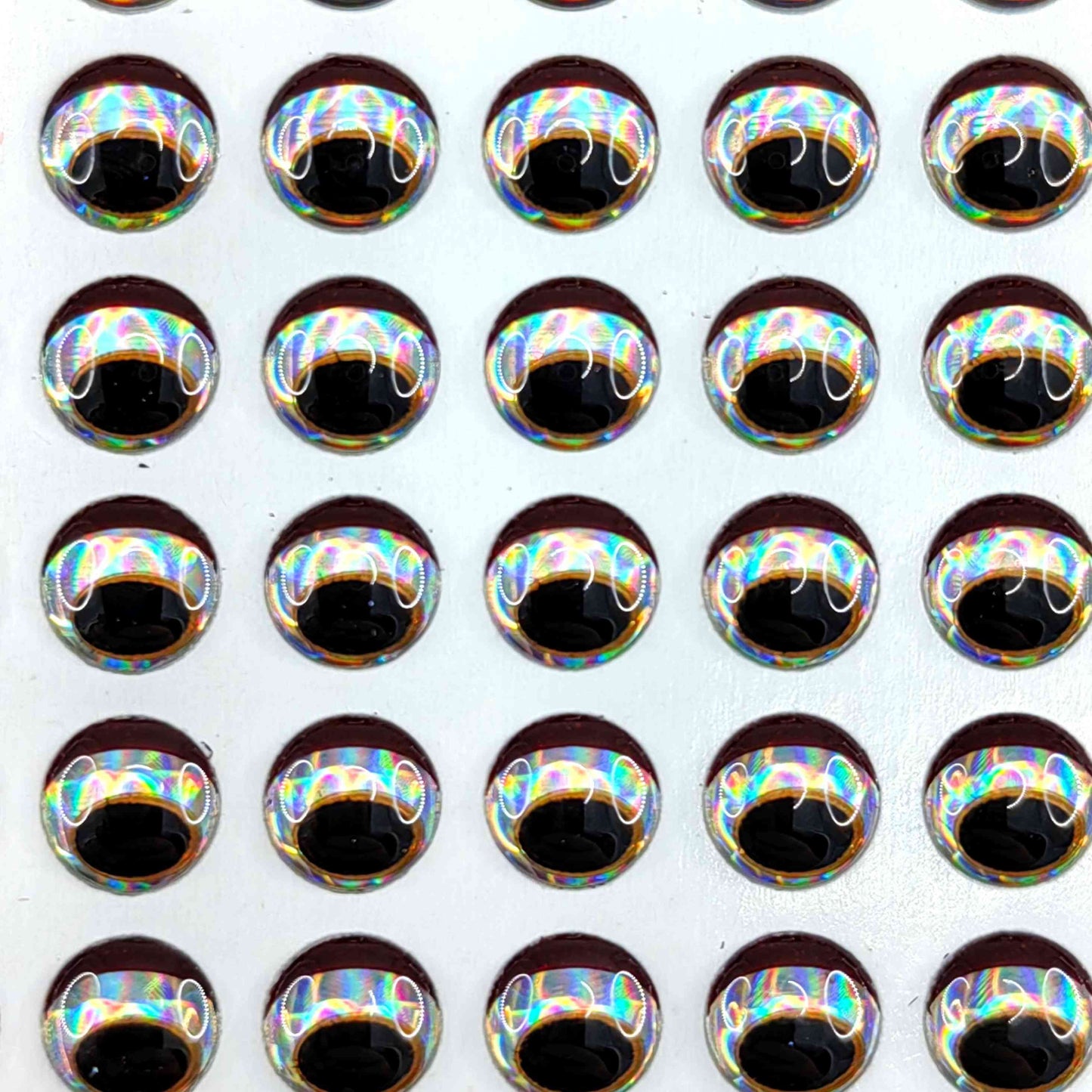 E60 Holographic Silver/Black/Brown Half Moon Pupil 3D Fishing Lure Eye - Custom Lure Online