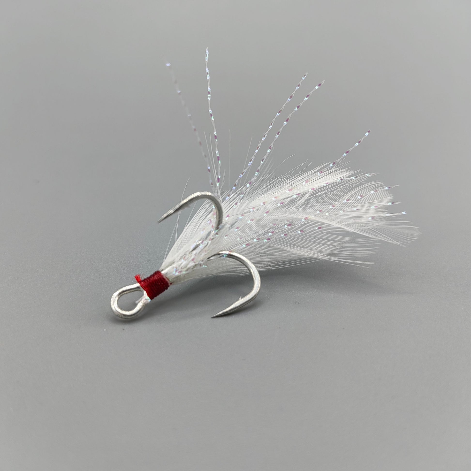 custom fishing hooks 3x Strong White Feather Matte Tin Treble Hooks for Sale – Custom Lure Online