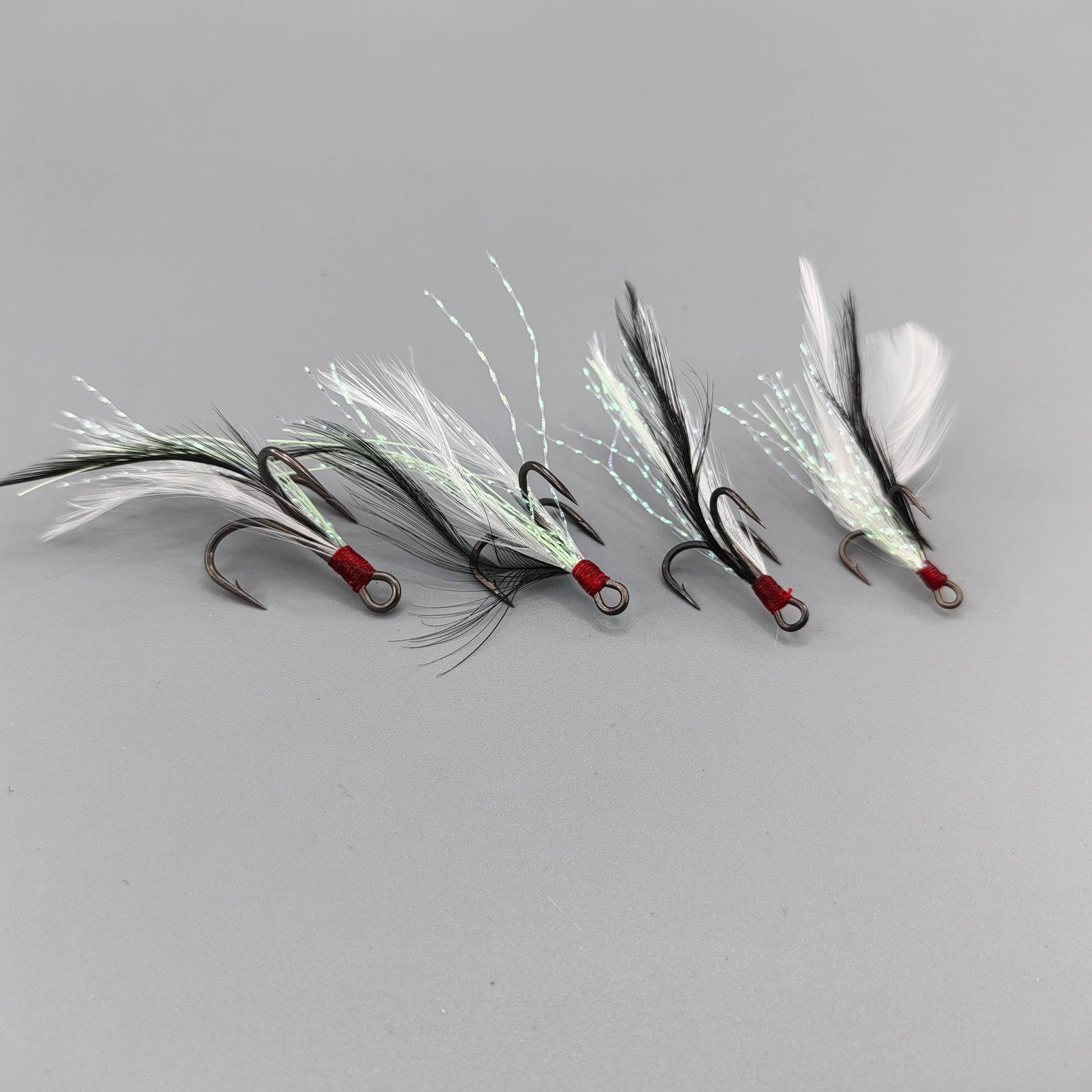 3x Strong Black Feather SUPER-SLIDE Treble Hooks