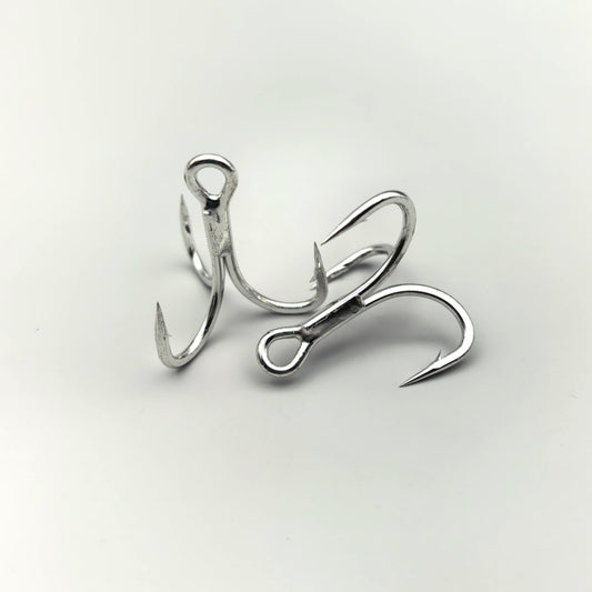 5x Strong Bright Tin Treble Hooks